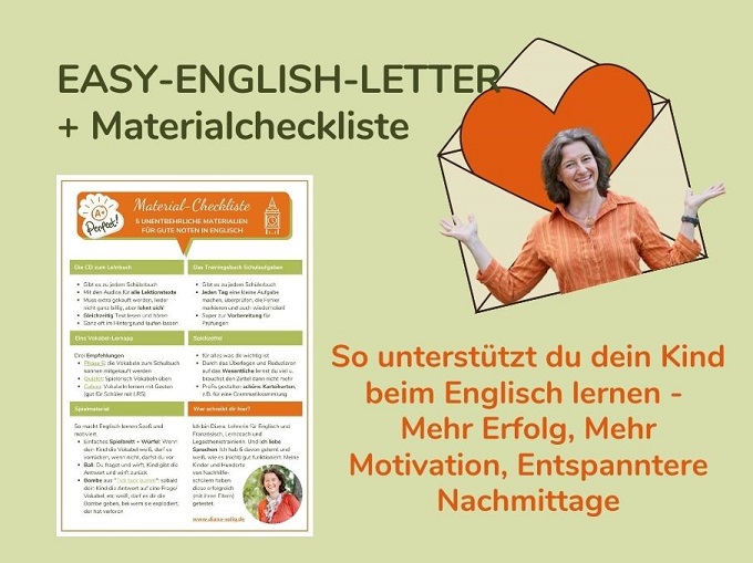 Werbung für den Easy-English-Letter mit Materialcheckliste